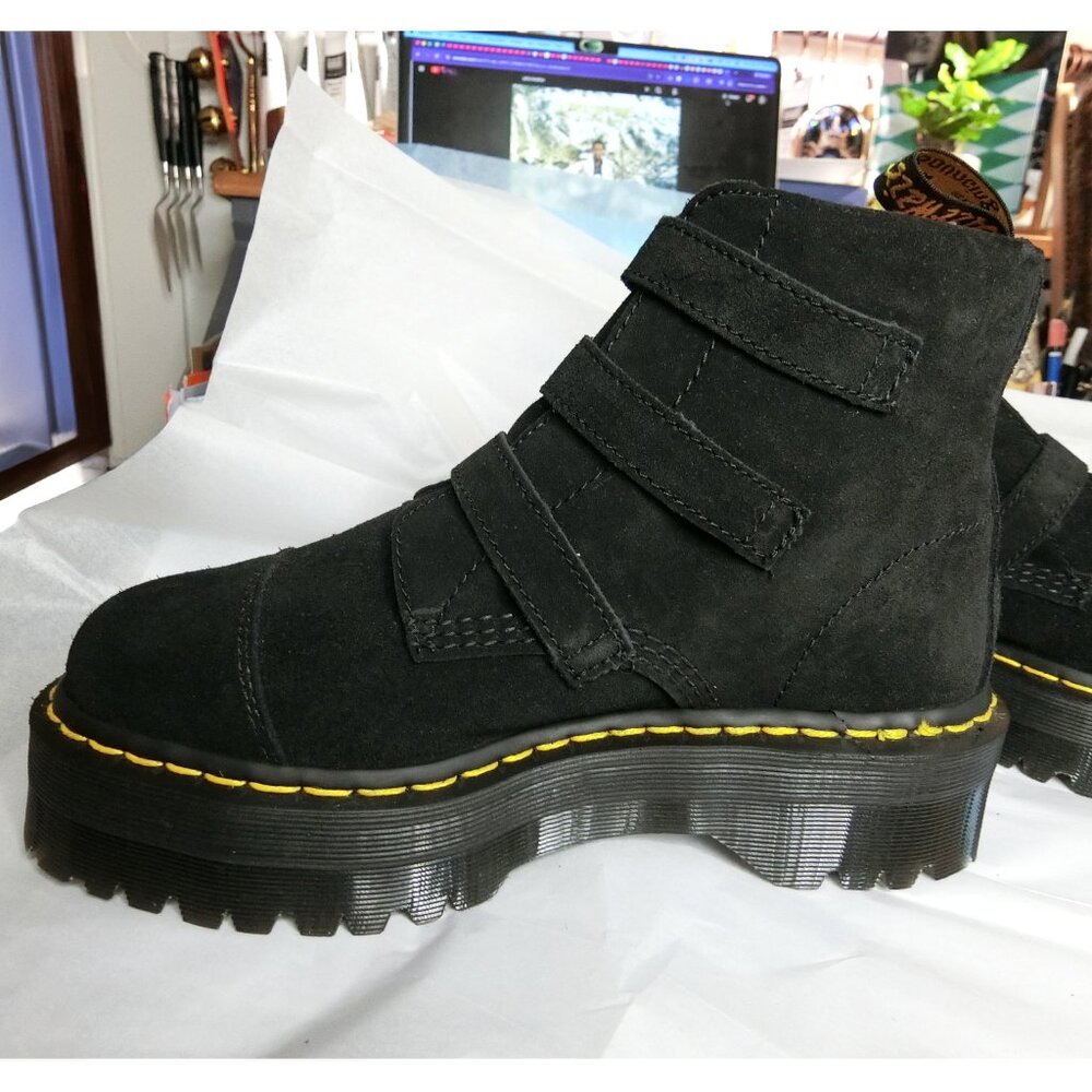 RARE Dr. Martens x Lazy Oaf Suede Heart Buckle Platform Boots | Size 9 - Picture 4 of 12